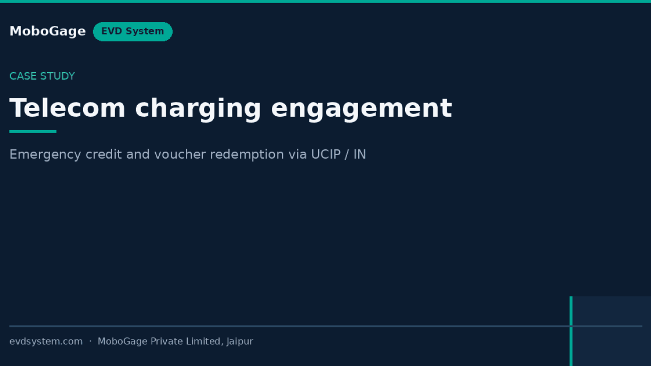 MoboGage EVD System case study card — telecom charging engagement