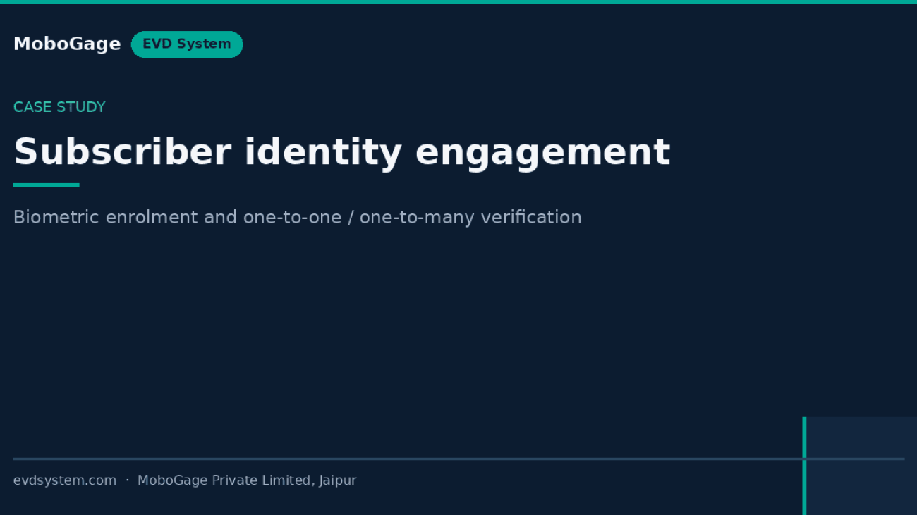 MoboGage EVD System case study card — subscriber identity engagement